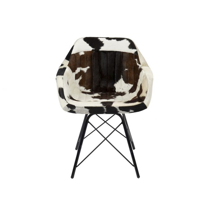 Chaise avec Accoudoirs Cuir de Vachette Naturel